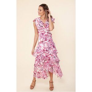 Hale Bob Anine Ruffled Wrap Dress Floral NWT Summer Wedding Guest